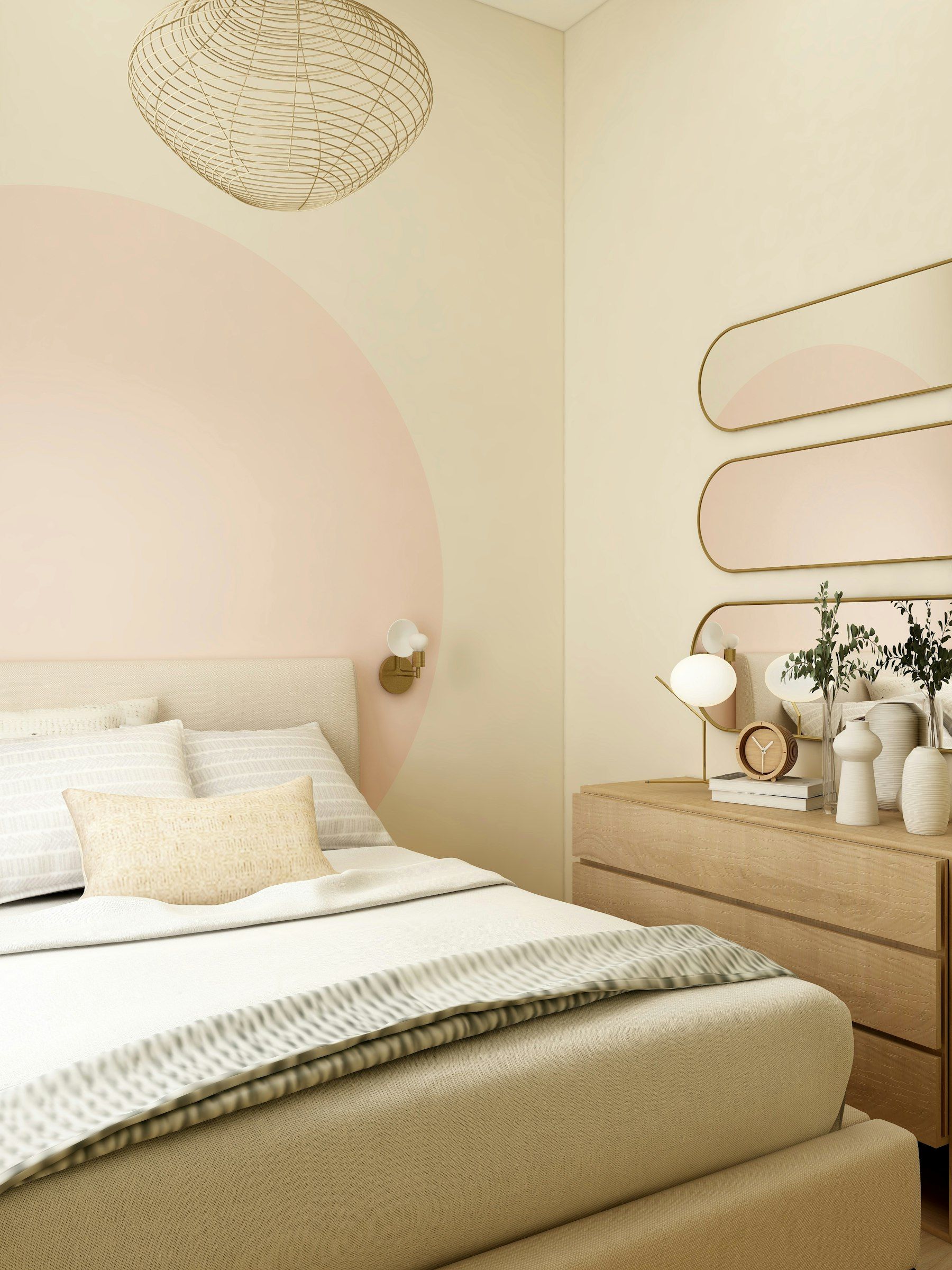 A freshly made bed with soft linens